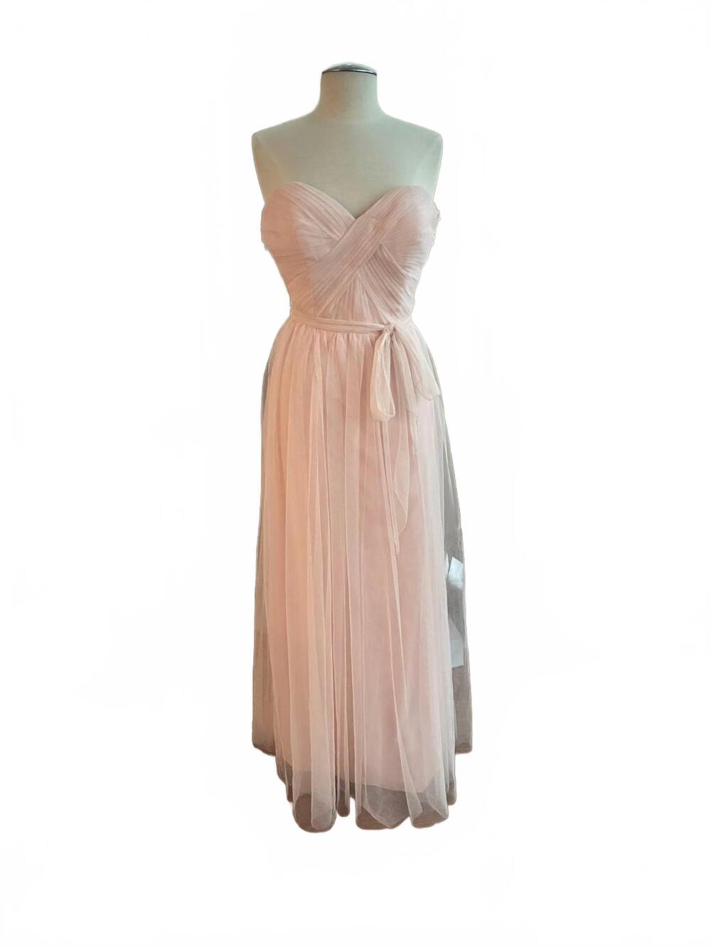 NEW BARI JAY women's strapless tulle maxi dress in blush